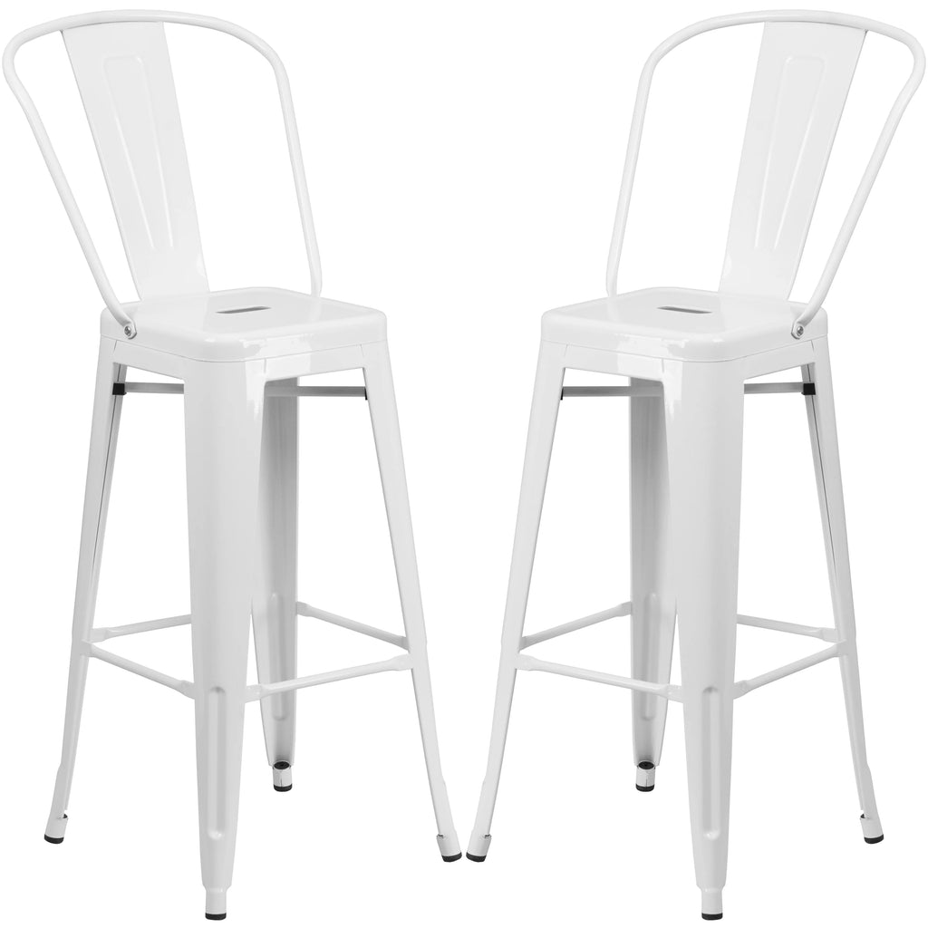 White Metal Barstool 2 Stools V18362