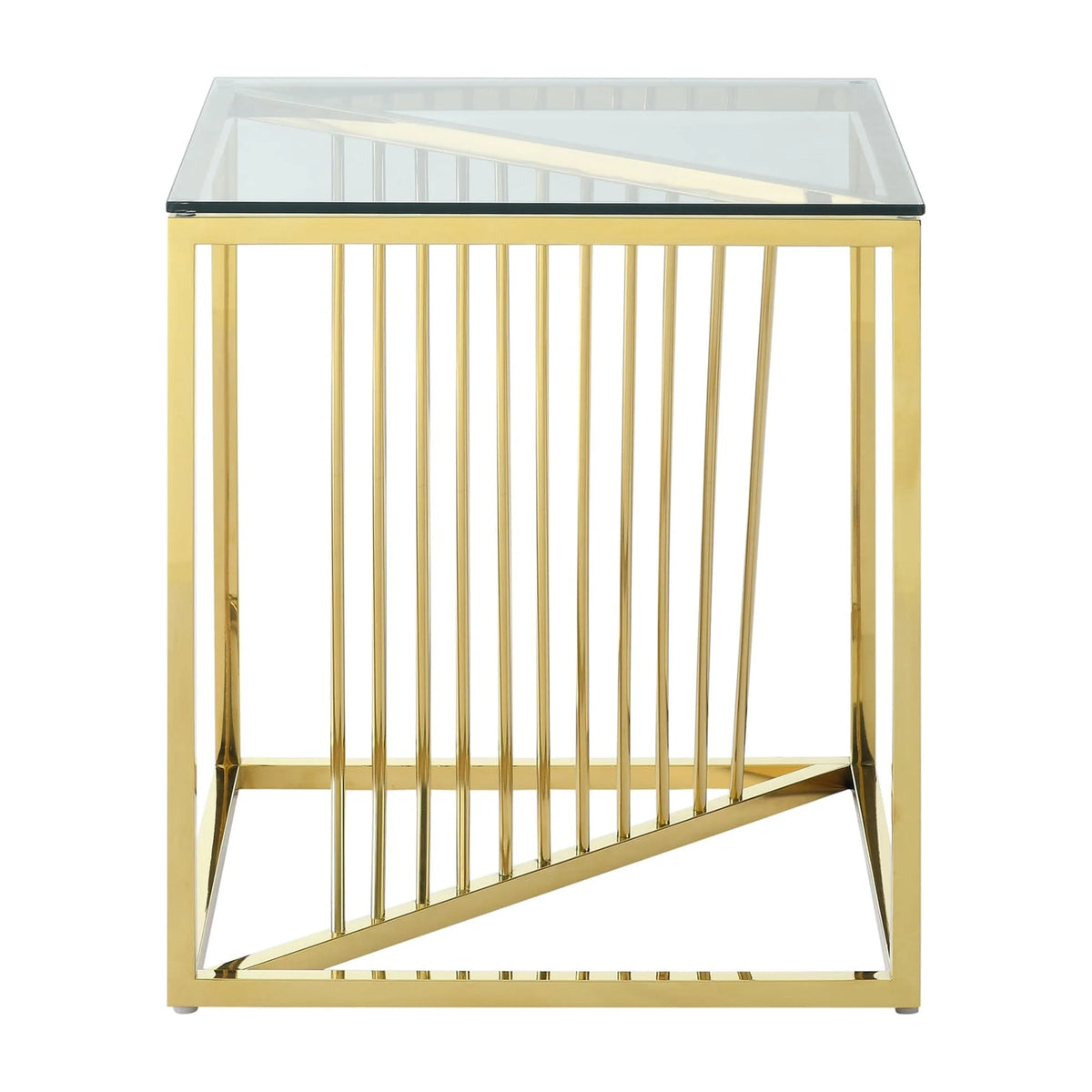 20 Inch Glass End Table with Metal Frame D36902