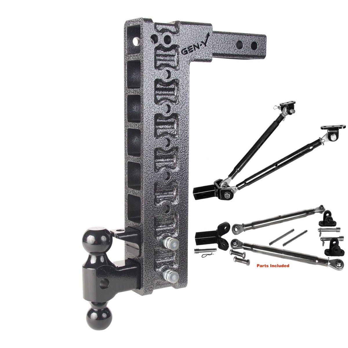 2-Inch Receiver Hitch 16K Adjustable Ball Mount with Pintle Lock and Stabilizer Bars C695