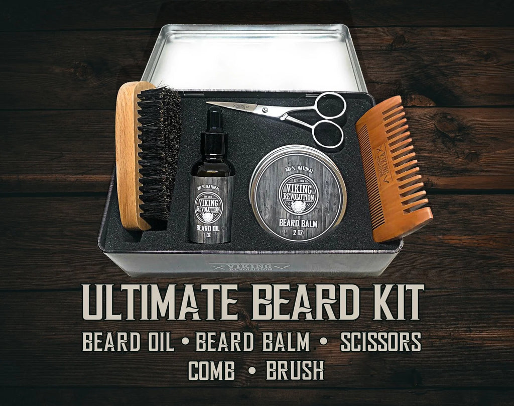 Beard Care Kit with Beard Balm, Beard Oil, Scissors L7483