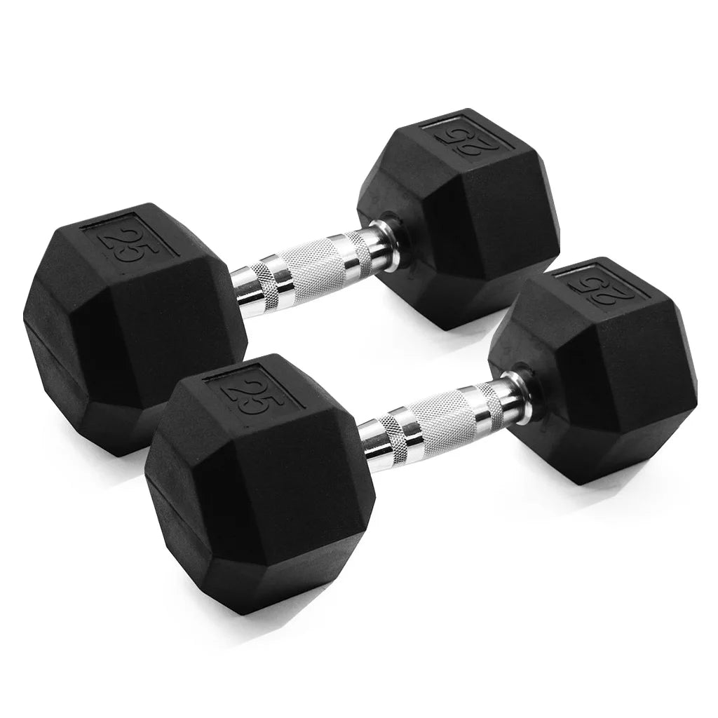 25lb Rubber Hex Dumbbell Pair S7708
