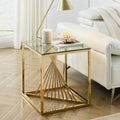 20 Inch Glass End Table with Metal Frame D36902