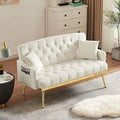 Beige Chenille Two-Seater Sofa with Metal Legs L21305