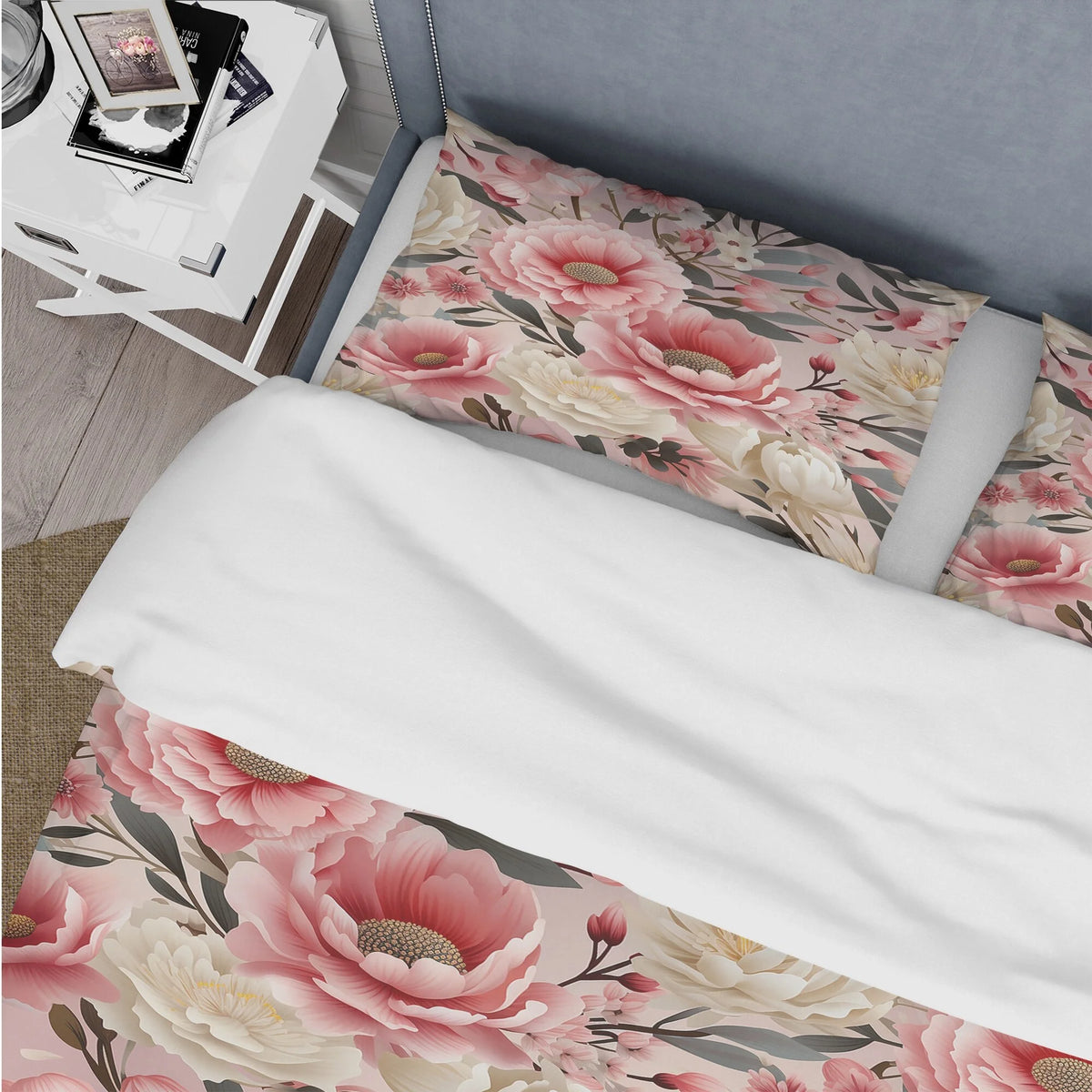Pink Floral Bedding Set With 1 Sham M791