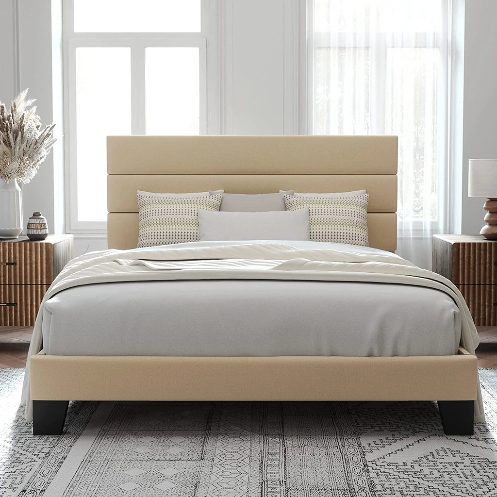 Queen Size Fabric Upholstered Platform Bed Frame P998189