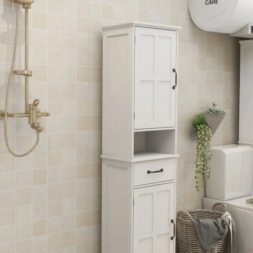 Tall Slim Bathroom Storage Cabinet with Door & Drawer N8051