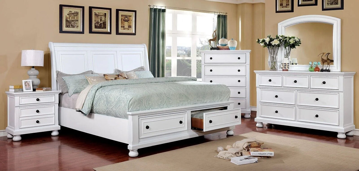 California King Size White Storage Bed H226