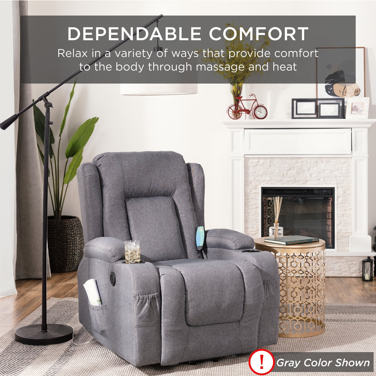 Blue Linen Power Lift Recliner Massage Chair V9858