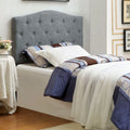 Gray Button Tufted Fabric Full Headboard P255