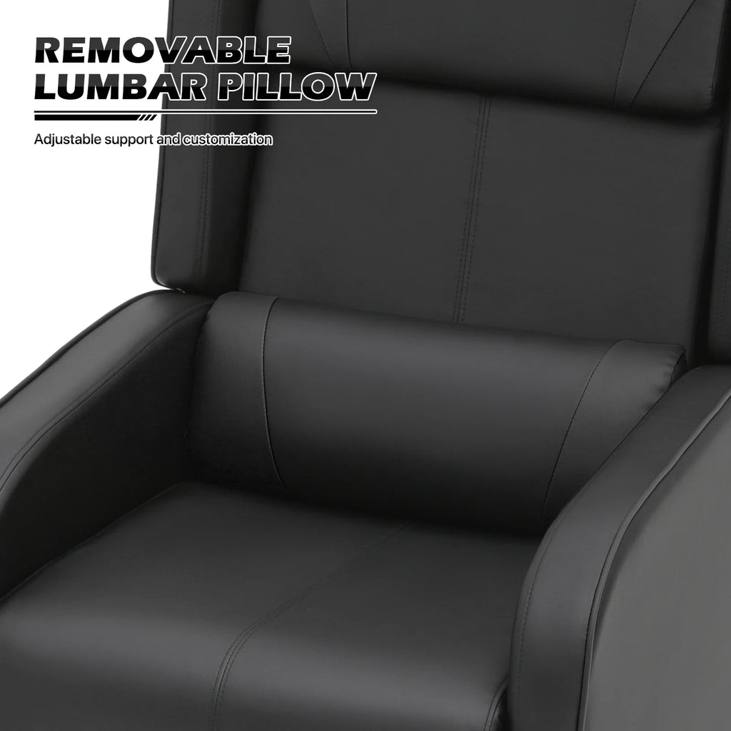 Black PU Leather Adjustable Reclining Gaming Chair with Footrest B310987