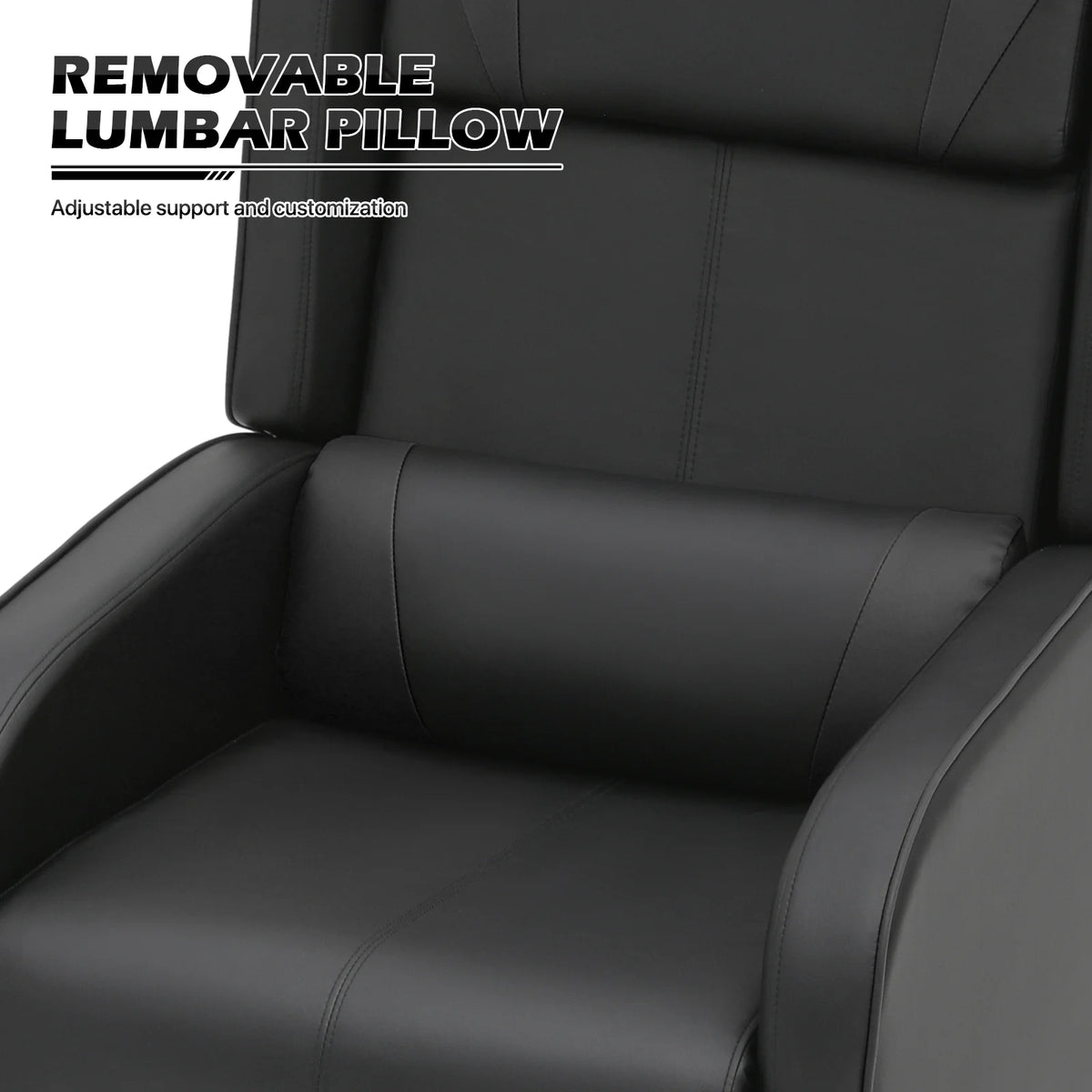 Black PU Leather Adjustable Reclining Gaming Chair with Footrest B310987