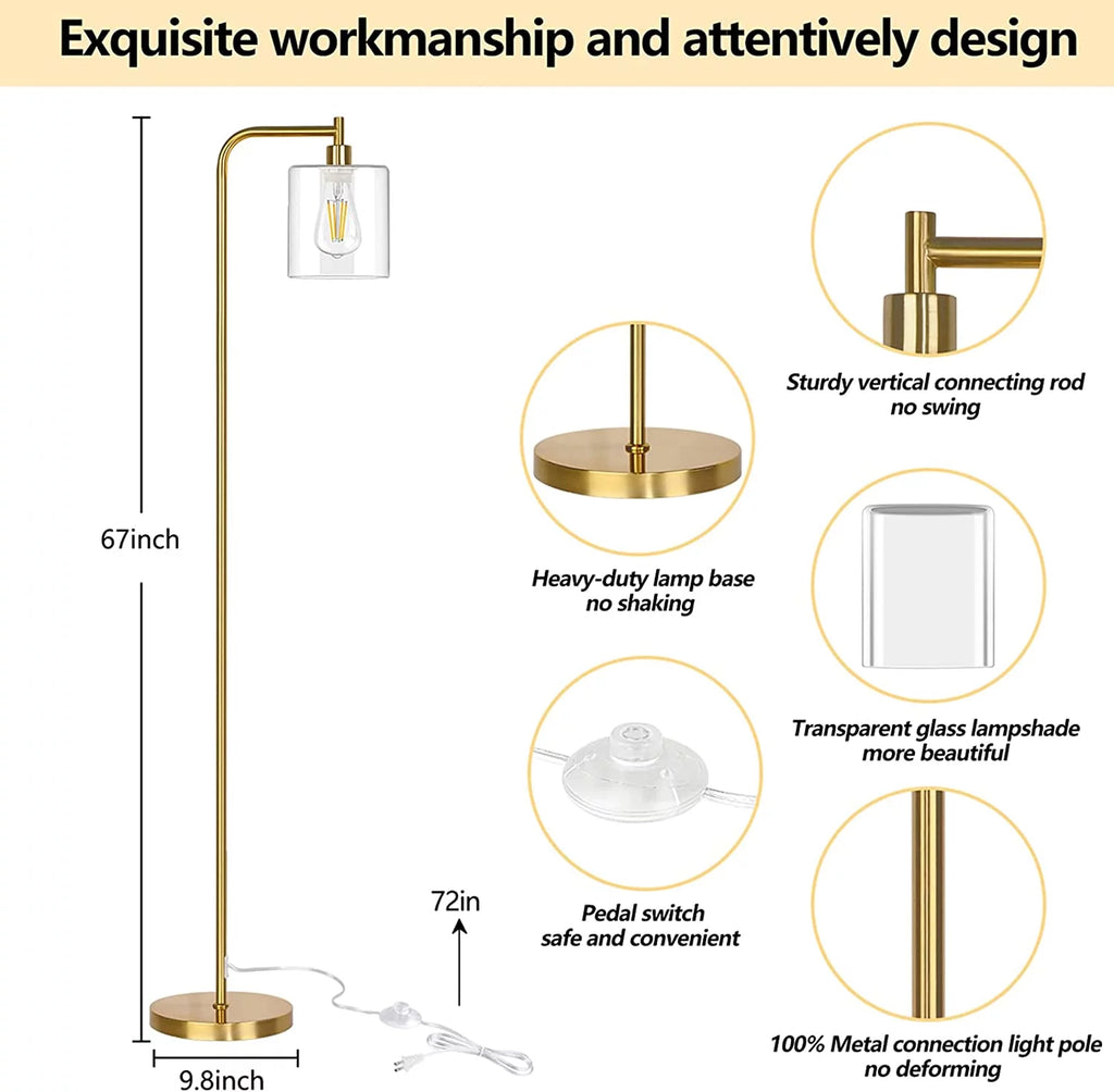 67” Gold Industrial Floor Lamp P354902
