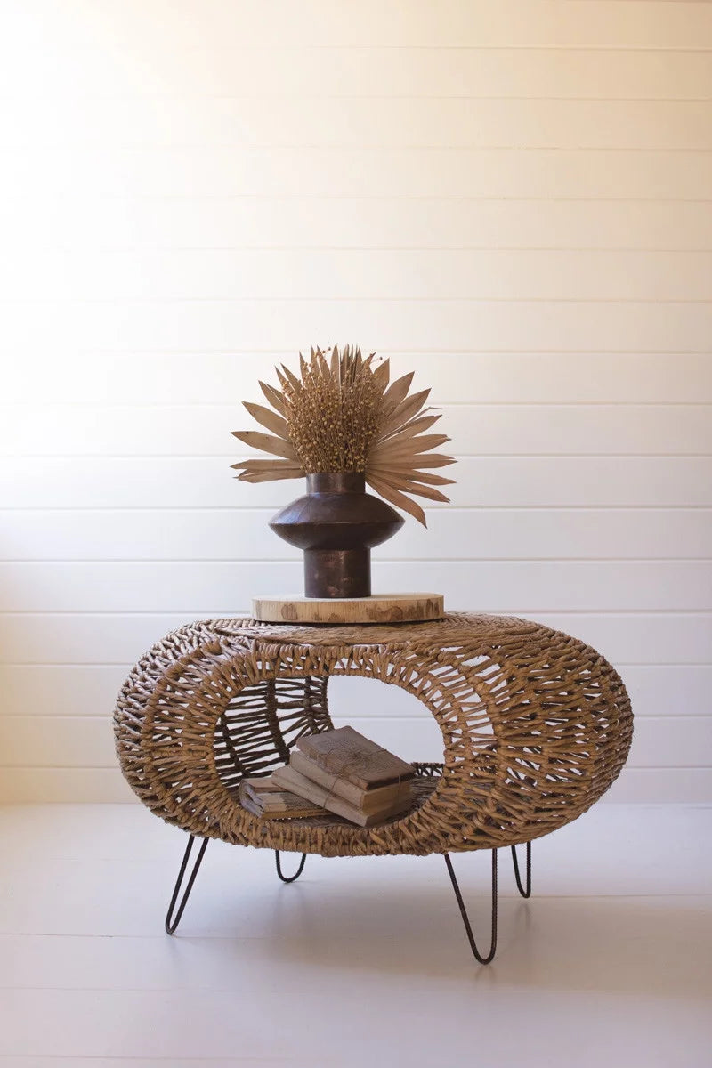 Woven Oval Coffee Table with Open Storage L1256