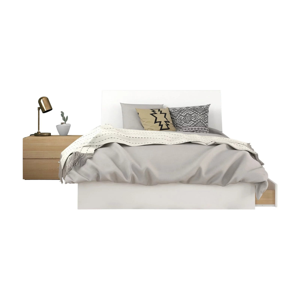 3 Piece Full Size Bedroom Set Natural Maple & White Q25264