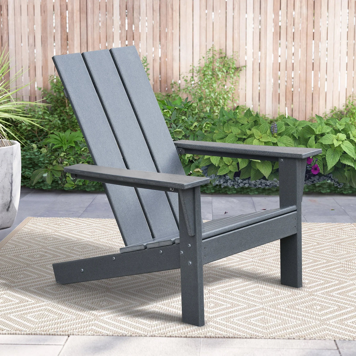 Dark Grey HDPE Resin Adirondack Chair M129213