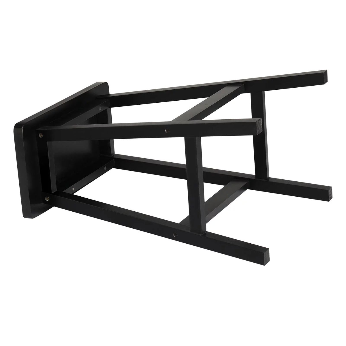 Set of 4 Black Wooden Saddle Seat Bar Stools Q4786