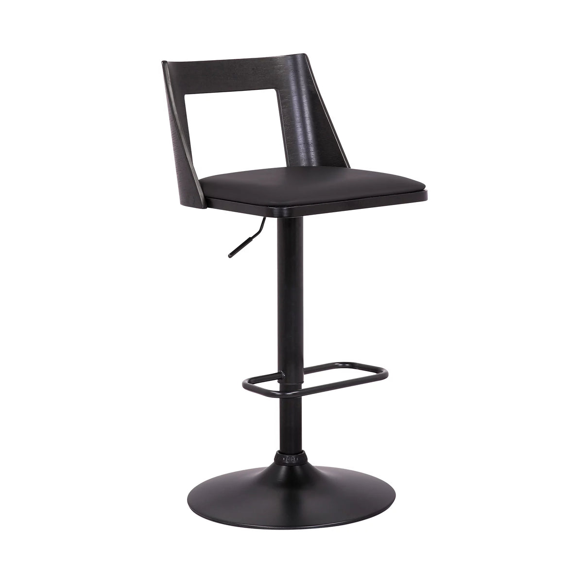 Black Faux Leather Wood Swivel Bar Stool X95017