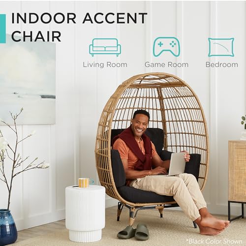 Oversized Wicker Egg Chair with 4 Cushions O295