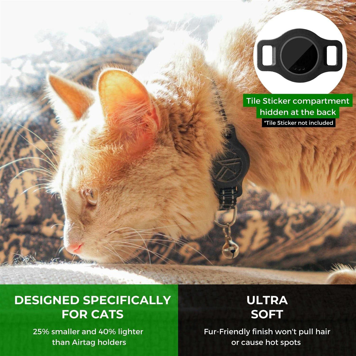 Breakaway Reflective Cat Collar with Tile Sticker Holder and Bell T718779