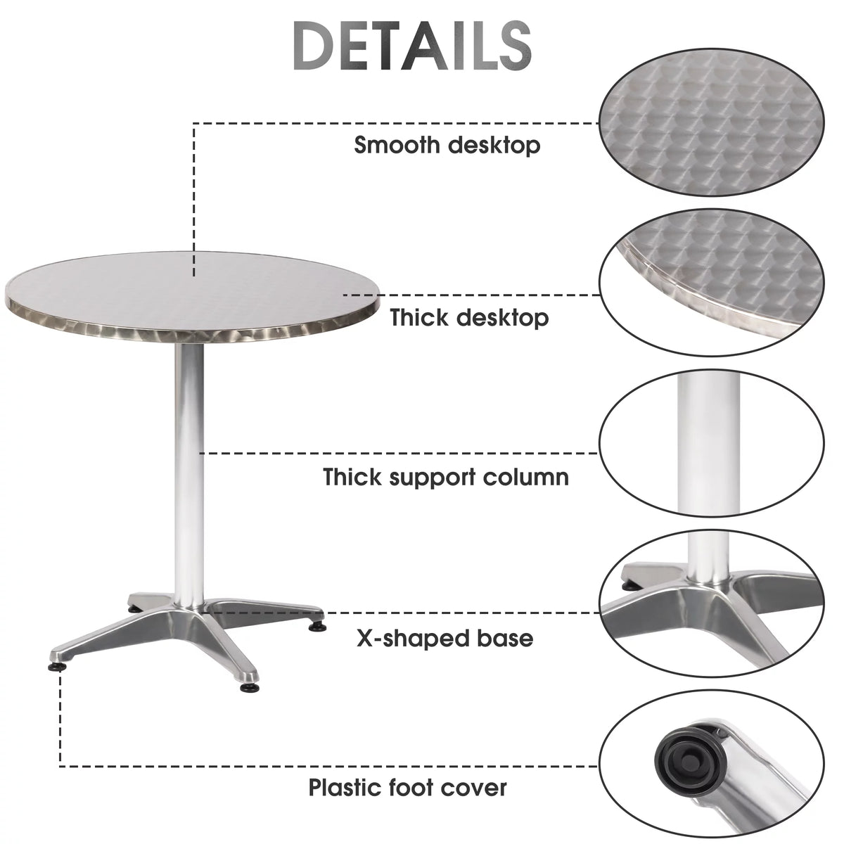 27.5 Round Aluminum Bistro Table P914