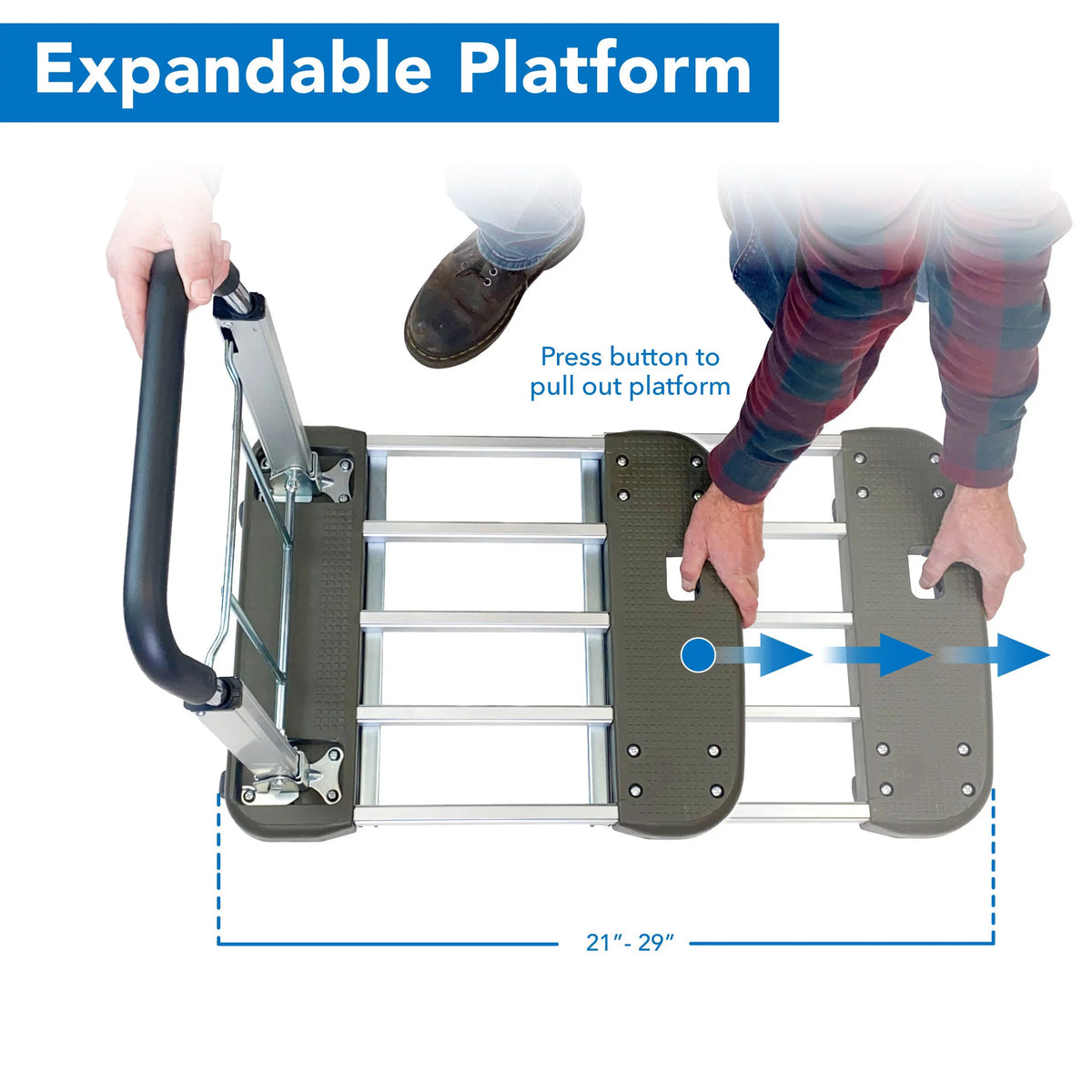 Folding Platform Hand Truck with Expandable Base T6386