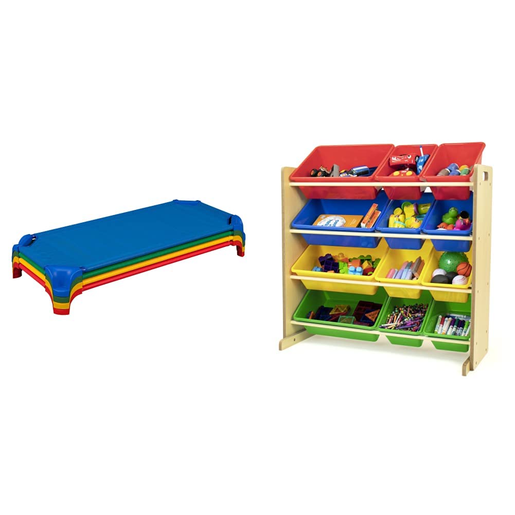 Blue Stackable Daycare Cot with Easy Lift Corners, Pack of 6 U85936