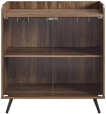 Glass Door Bar Cabinet in Dark Walnut O90417