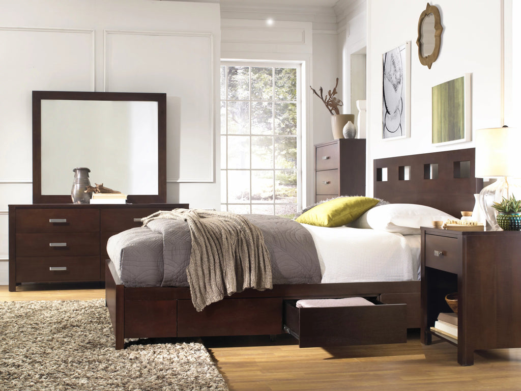5PC Twin Storage Bed, 2 Nightstand, Dresser & Mirror Set E4470