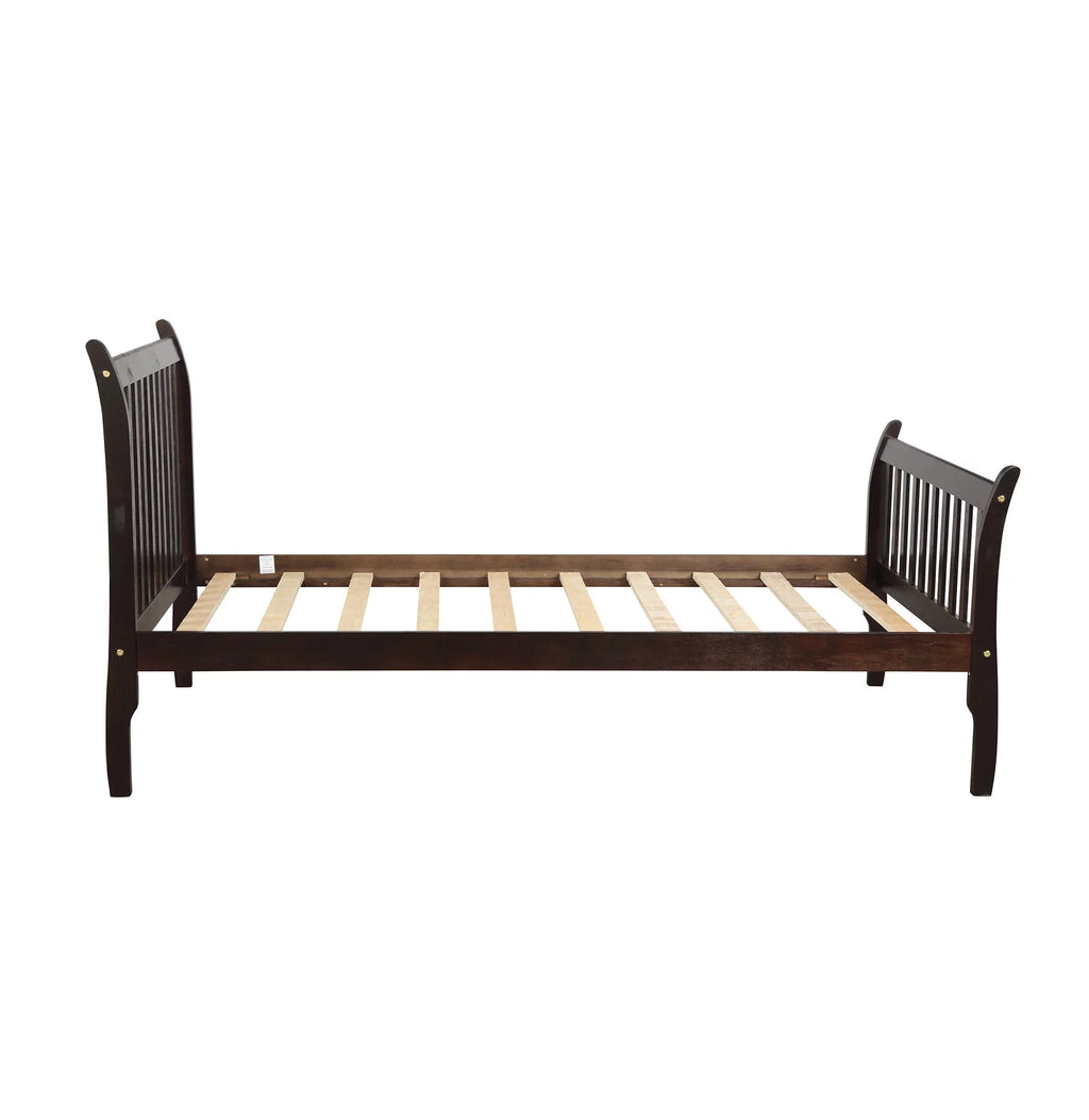 Twin Size Espresso Wood Platform Bed Frame with Headboard X904102