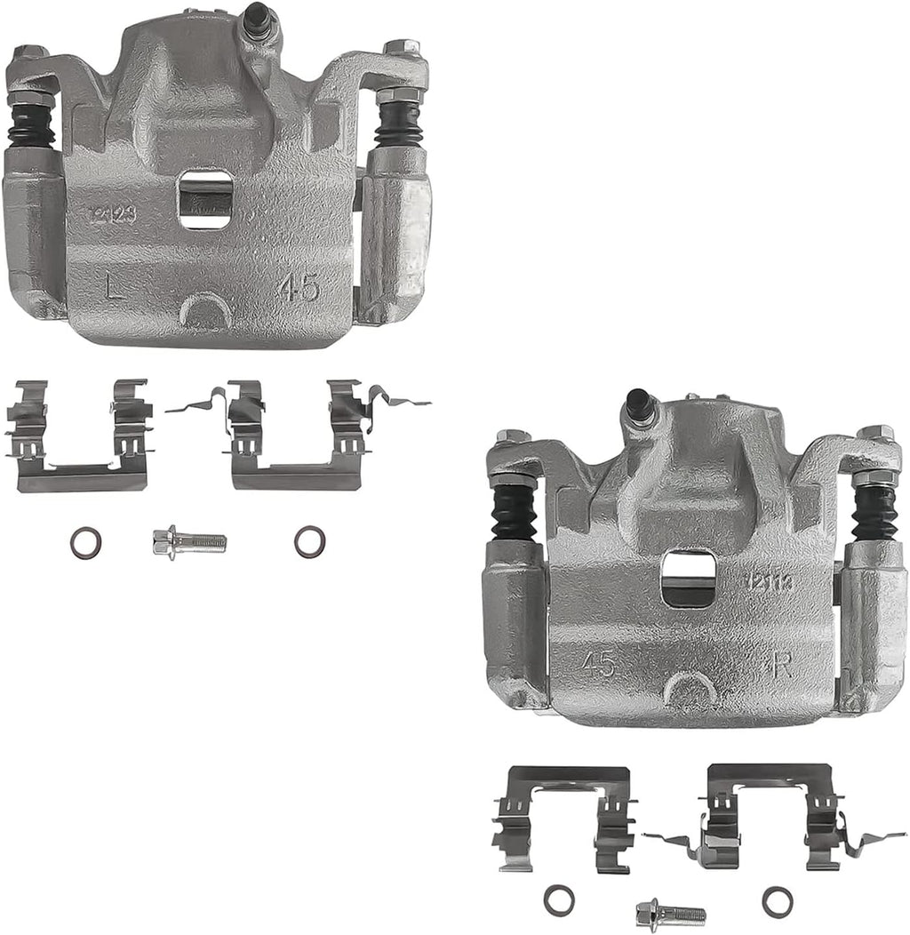 Front Drilled & Slotted Rotors + Calipers + Ceramic Brake Pads 8pc Set K617