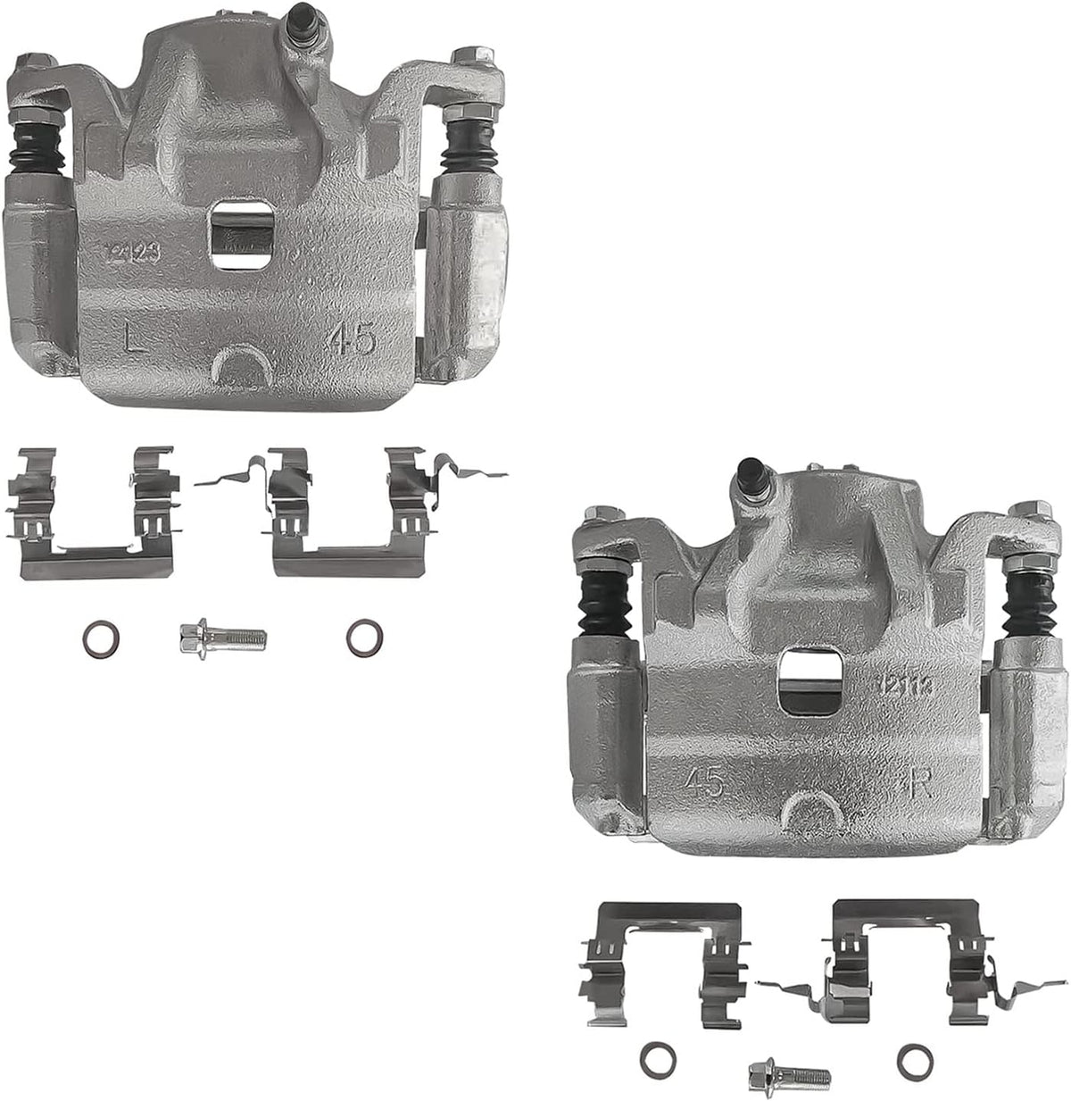 Front Drilled & Slotted Rotors + Calipers + Ceramic Brake Pads 8pc Set K617