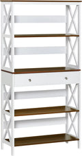 4-Tier White Shelving Bookcase with Drawer P91004