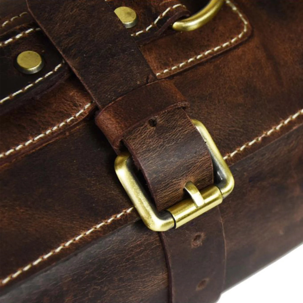 Walnut Brown Leather Knife Roll Storage Bag E8420