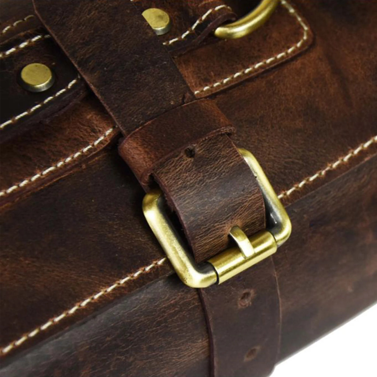 Walnut Brown Leather Knife Roll Storage Bag E8420