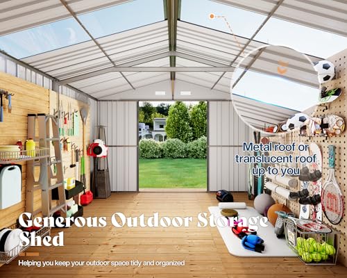 Galvanized Steel Storage Shed with Skylight Panels R2893