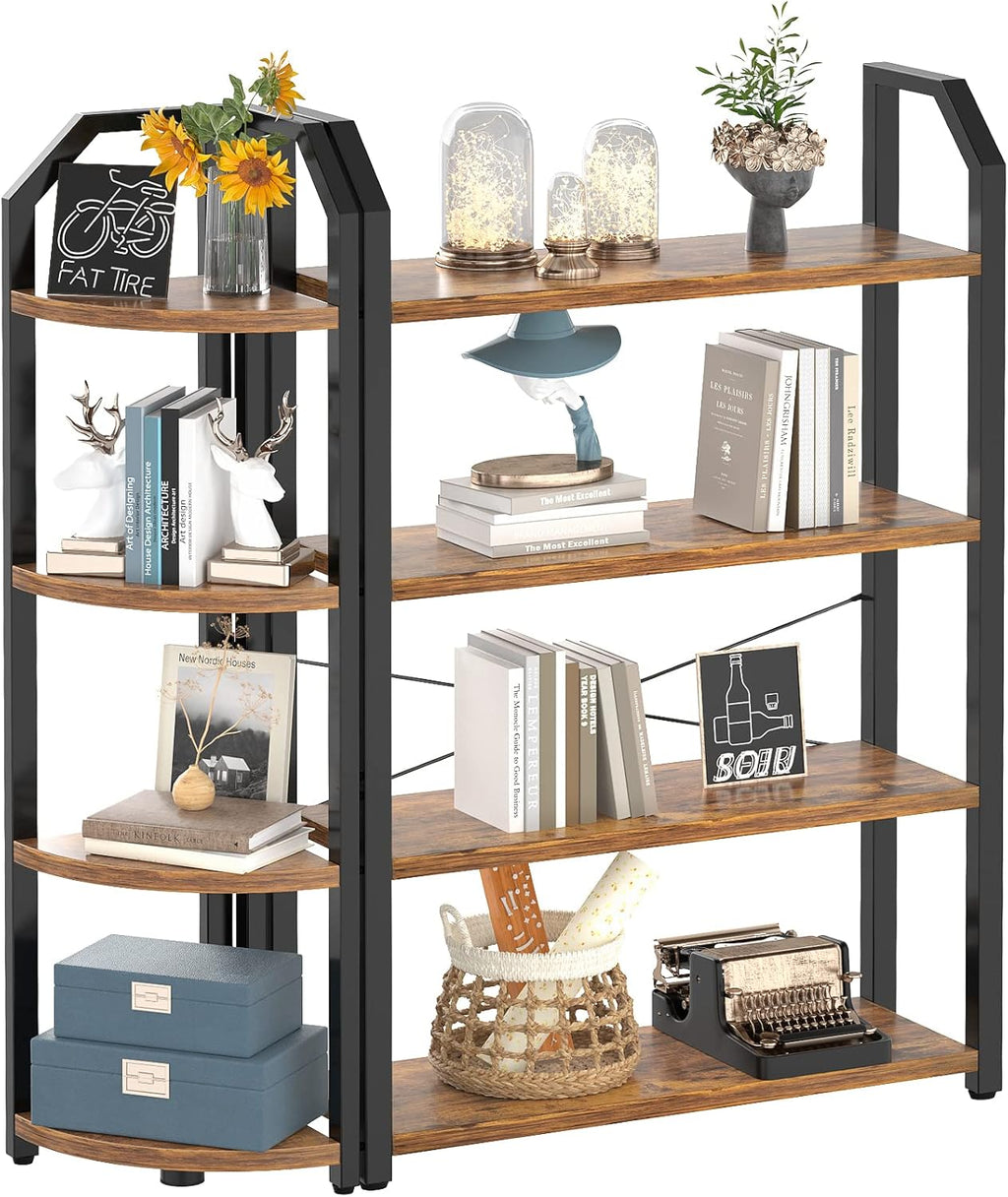 5-Tier Double Wide Tall Oak Bookcase Set of 2 Y730