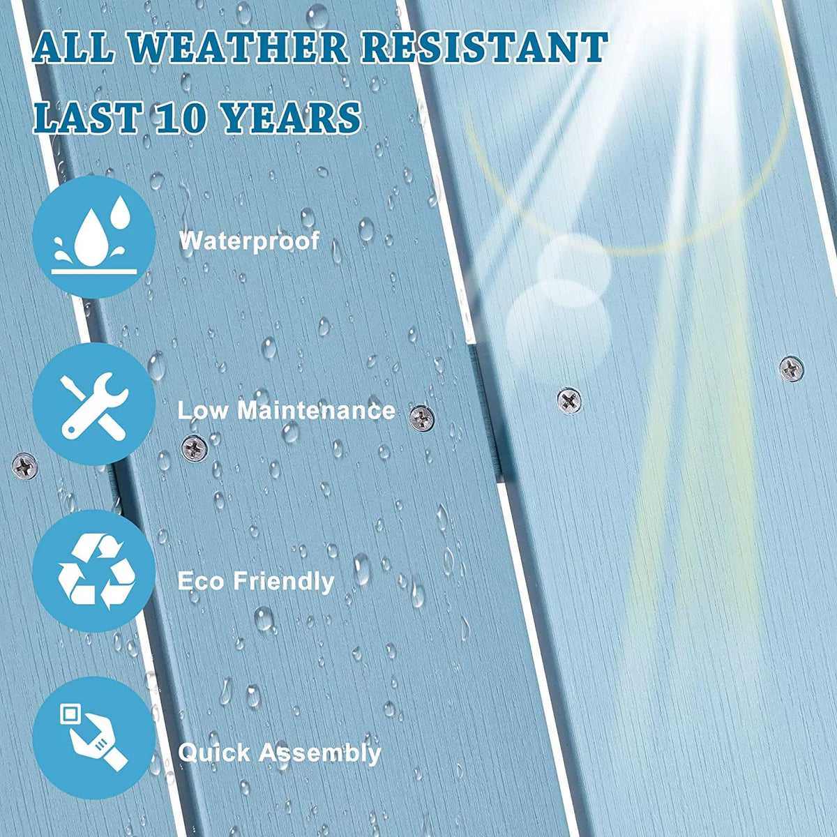 Blue Weather Resistant Plastic Adirondack Chairs F46153