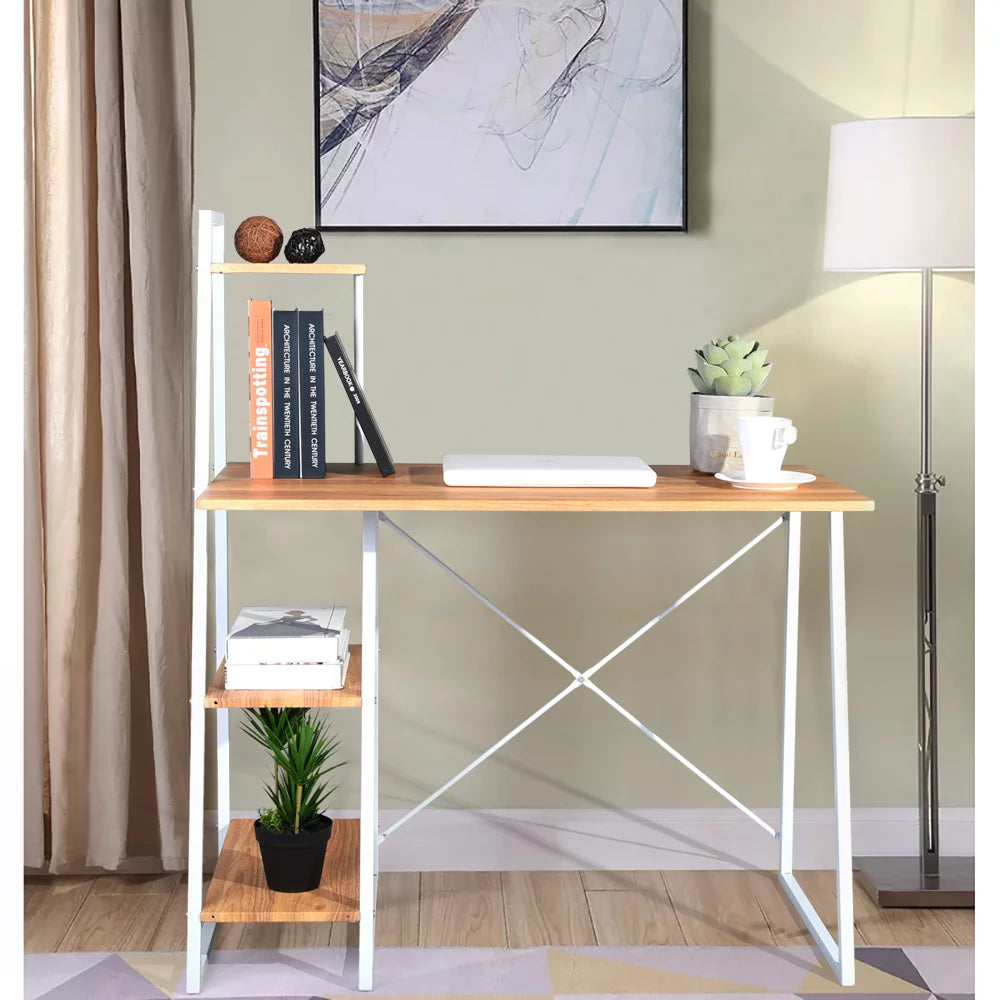 40'' Oak Computer Desk with Open Shelves O63175