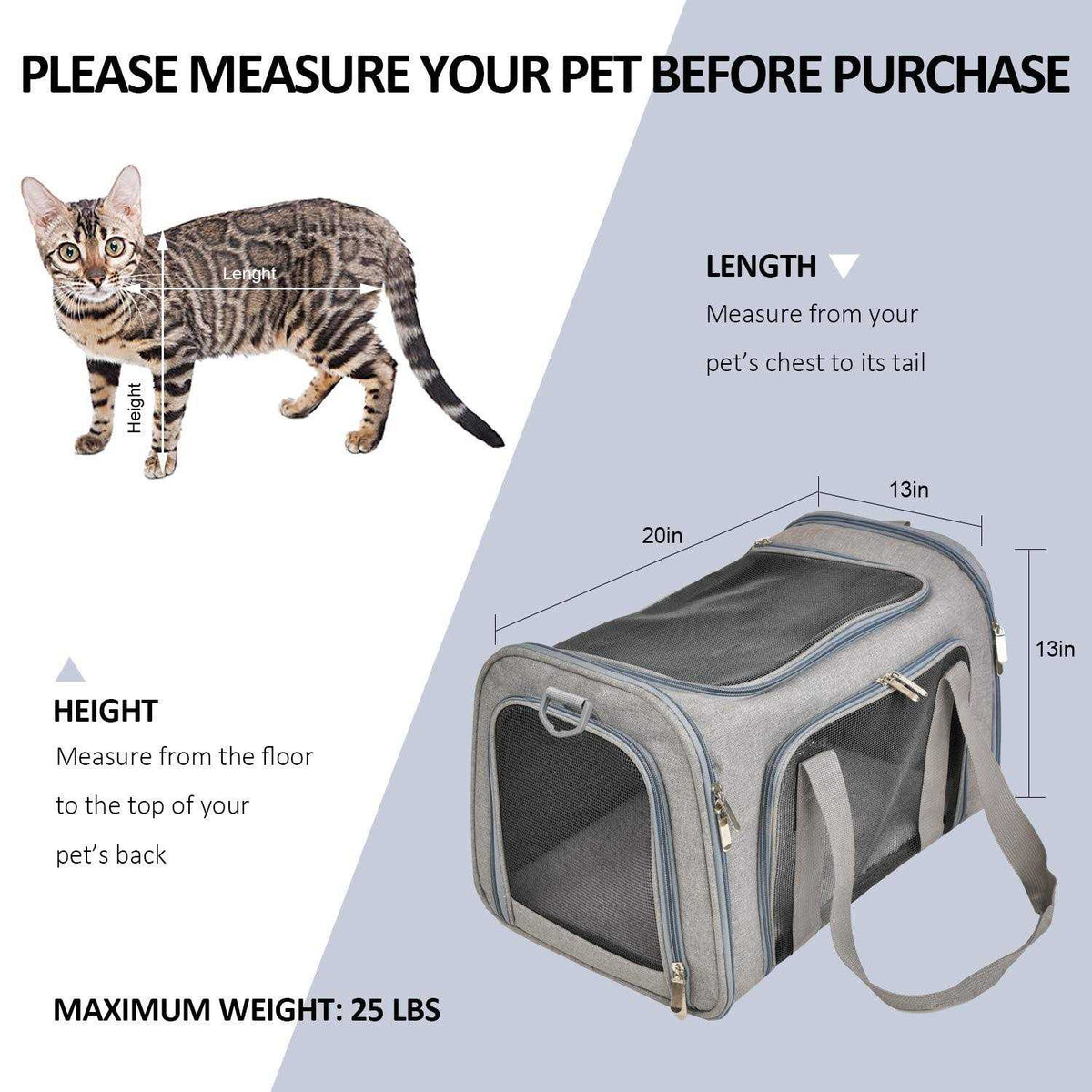 Cat Dog Pet Carrier for Small Medium Cats Puppies up to 15 Lbs V74004