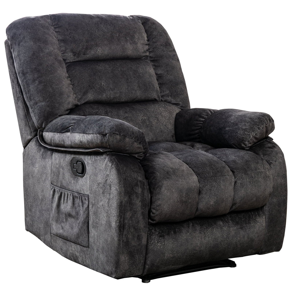 Gray Fabric Manual Recliner with Massage and Heat A666