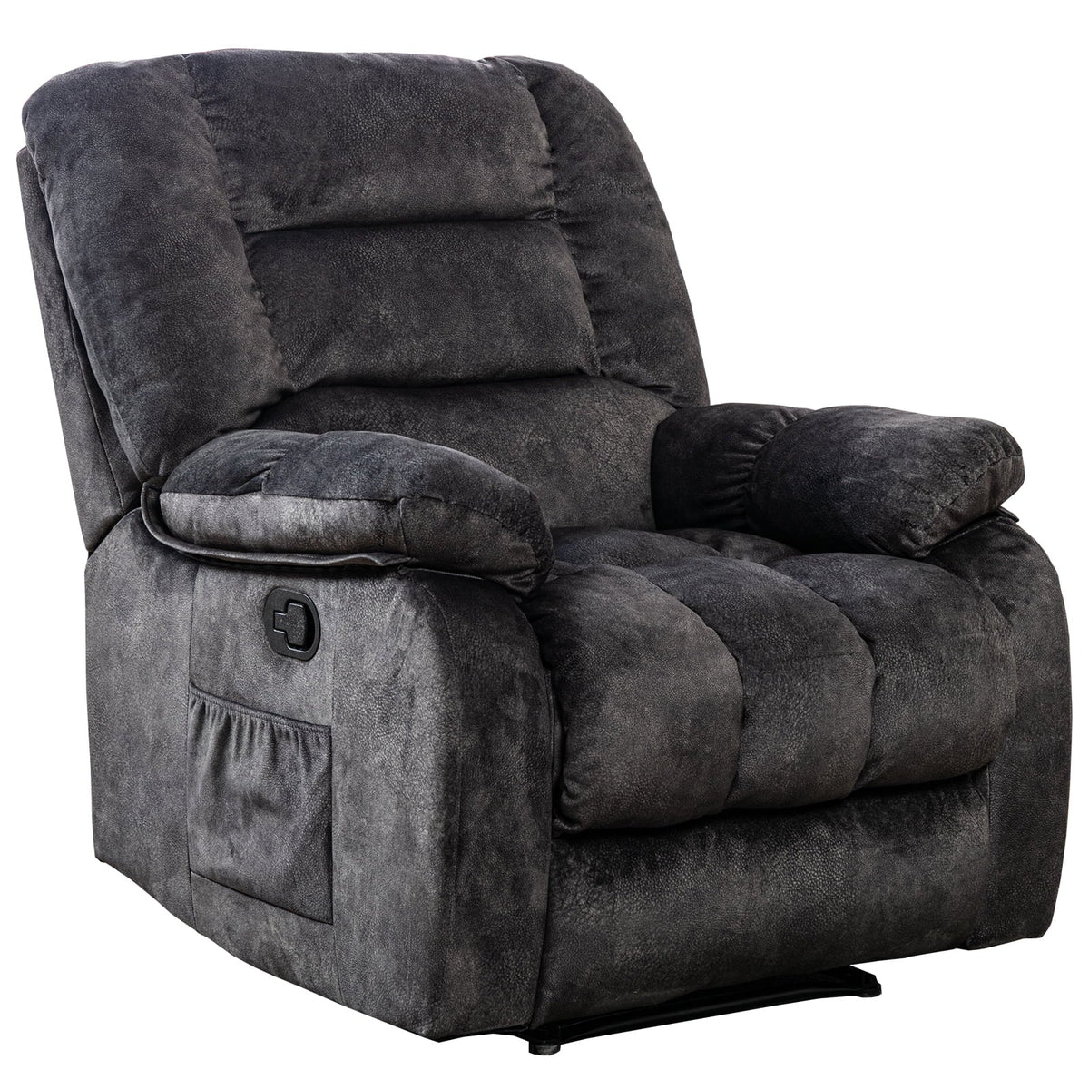 Gray Fabric Manual Recliner with Massage and Heat A666