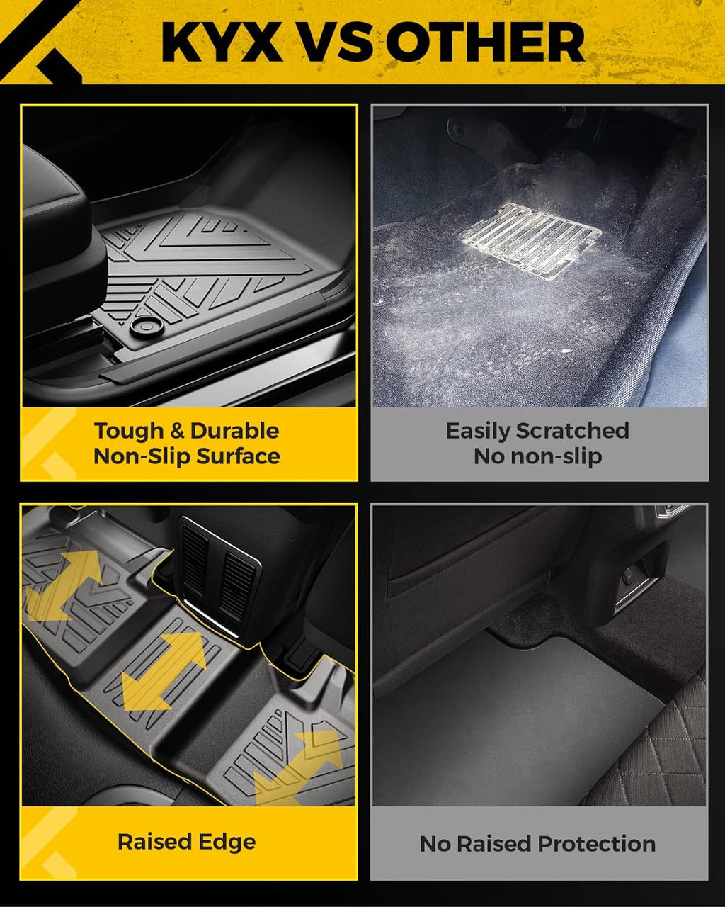 Black TPE Car Floor Mats 1st and 2nd Row M620390