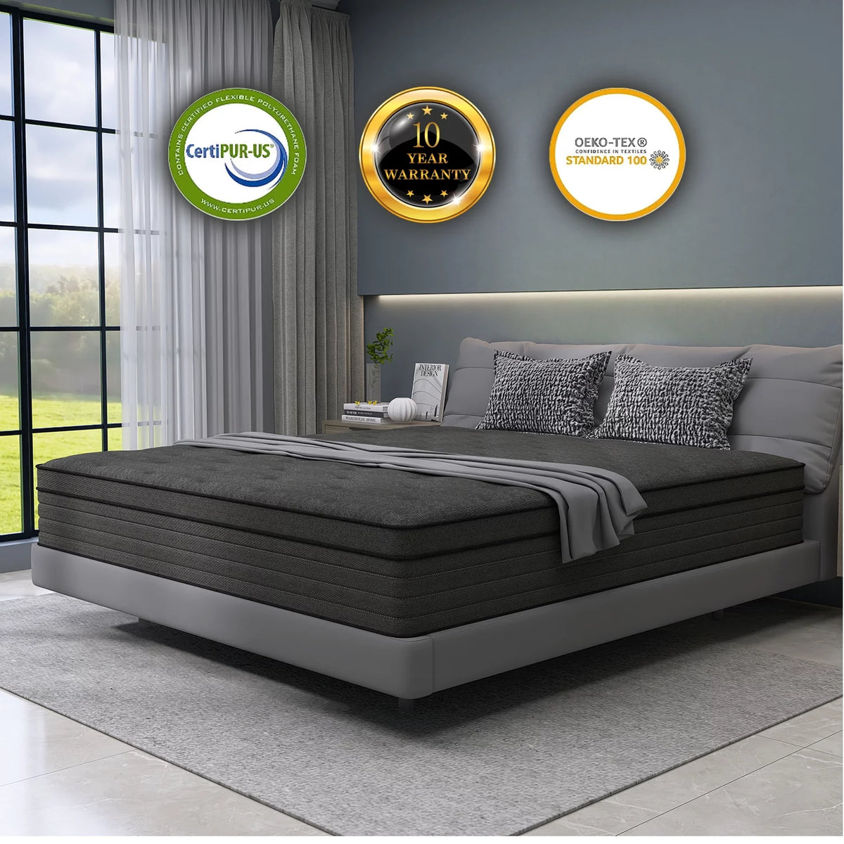 Queen Gel Memory Foam Spring Hybrid Mattress J51700
