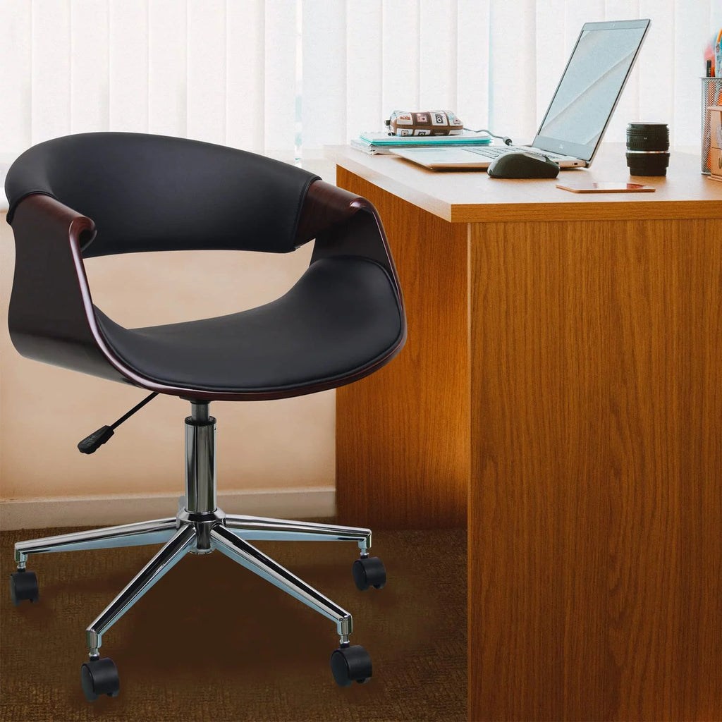 Walnut Wood PU Leather Office Chair S114