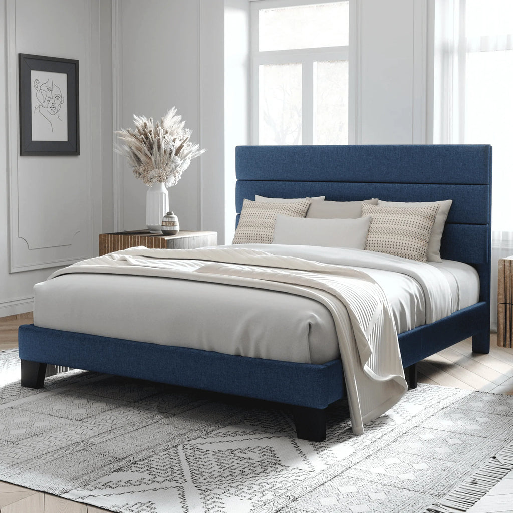 Queen Size Fabric Upholstered Platform Bed Frame P998189