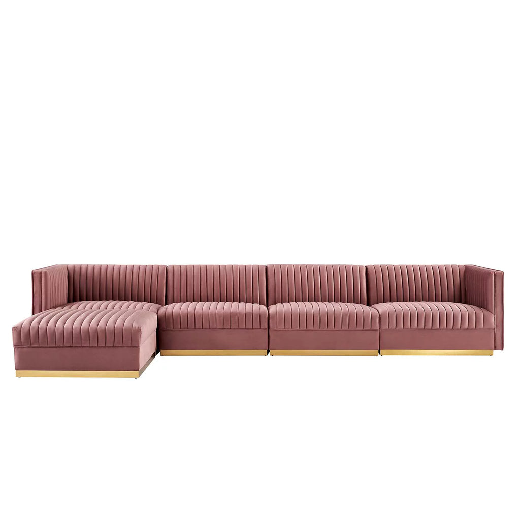 Channel Tufted Velvet 5-Piece Modular Sectional Sofa I2529
