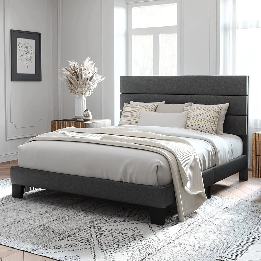 Queen Size Fabric Upholstered Platform Bed Frame P998189