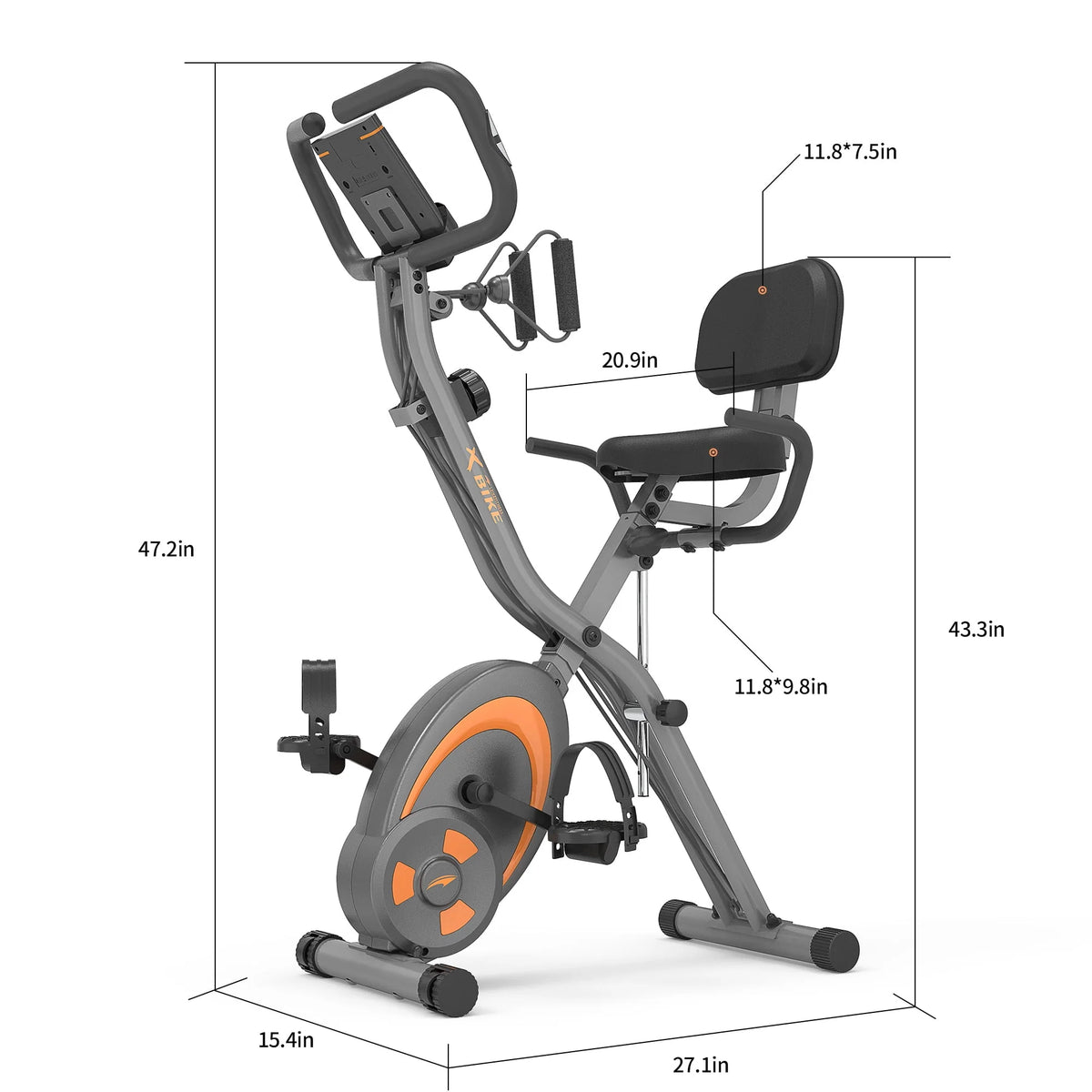 Folding Recumbent Exercise Bike with Resistance Bands L117374