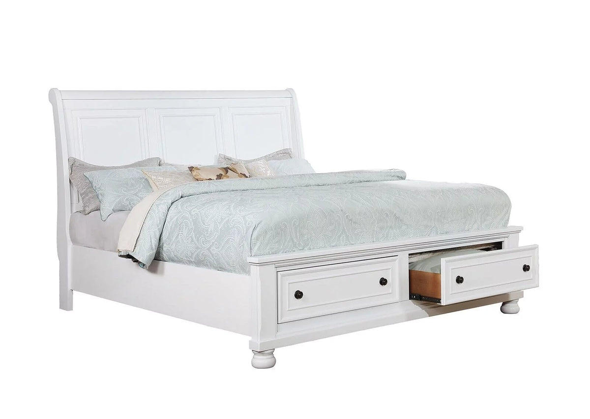 California King Size White Storage Bed H226