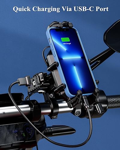 Motorcycle Phone Mount with 15W Wireless Charger & USB-C P270